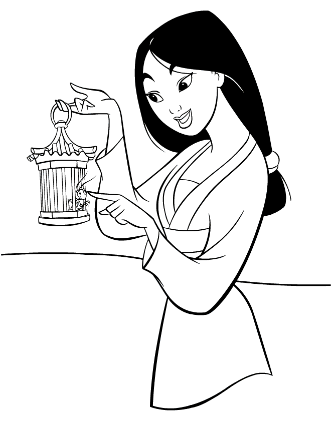 coloriage mulan et son petit cricket